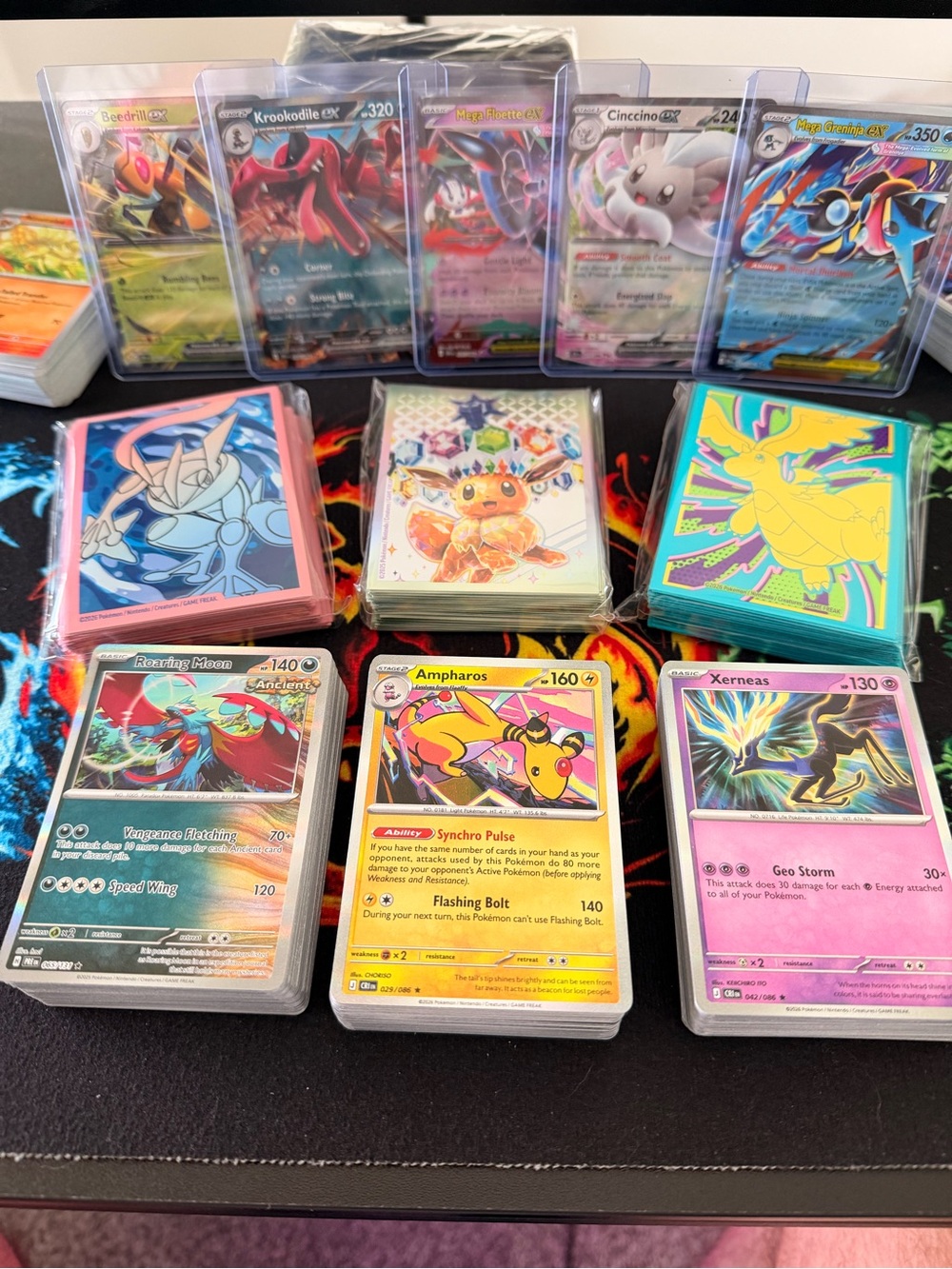 Pokémon TCG Card Lot - Assorted EX Holos, Holo & Reverse Holo, Sleeves